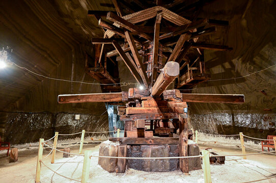 Salina Turda salt mine in the city of Turda, Transylvania, Romania - popular travel destination and tourist attraction near Cluj, 18.07.2023	