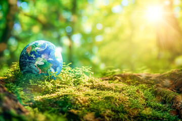 Earth day. Earth globe in nature background - 731227941
