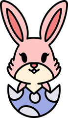 cute easter bunny cartoon with easter egg
