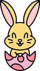 cute easter bunny cartoon with easter egg