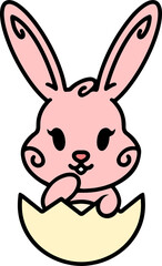 cute easter bunny cartoon with easter egg