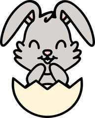 cute easter bunny cartoon with easter egg
