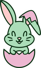cute easter bunny cartoon with easter egg