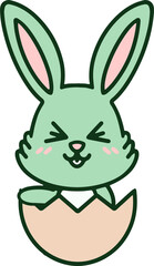 cute easter bunny cartoon with easter egg
