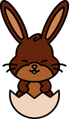 cute easter bunny cartoon with easter egg