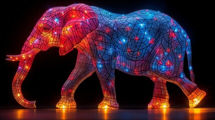 Fototapeta premium elephant glowing in different colors. Generative AI