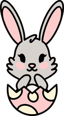 cute easter bunny cartoon with easter egg