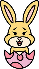 Obraz premium cute easter bunny cartoon with easter egg