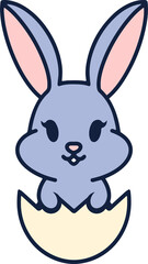 cute easter bunny cartoon with easter egg