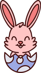 cute easter bunny cartoon with easter egg
