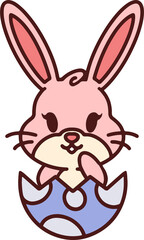 cute easter bunny cartoon with easter egg