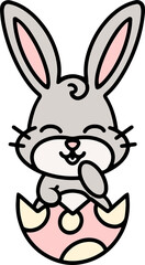 cute easter bunny cartoon with easter egg