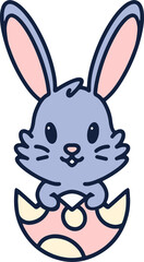 cute easter bunny cartoon with easter egg