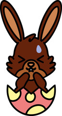 cute easter bunny cartoon with easter egg