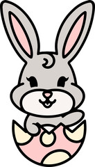 cute easter bunny cartoon with easter egg