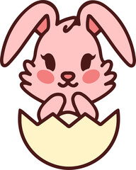 cute easter bunny cartoon with easter egg