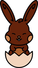 cute easter bunny cartoon with easter egg