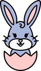cute easter bunny cartoon with easter egg