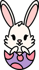 cute easter bunny cartoon with easter egg