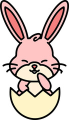 cute easter bunny cartoon with easter egg