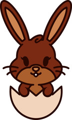 cute easter bunny cartoon with easter egg