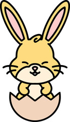 cute easter bunny cartoon with easter egg