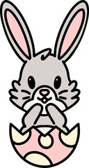 cute easter bunny cartoon with easter egg