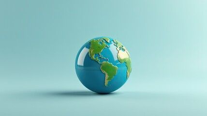 Stylized 3D globe with green continents against blue