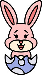 easter bunny cartoon with egg