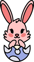easter bunny cartoon with egg