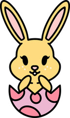 easter bunny cartoon with egg