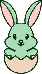 easter bunny cartoon with egg