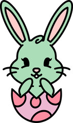 easter bunny cartoon with egg