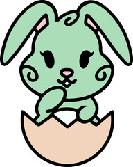 easter bunny cartoon with egg