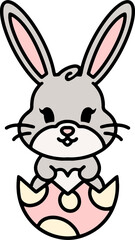 easter bunny cartoon with egg