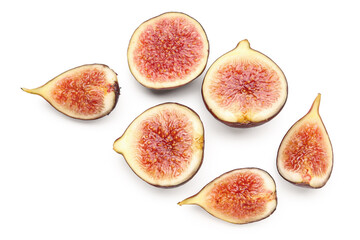 Cut fresh figs on white background