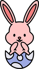 easter bunny in an easter egg shell