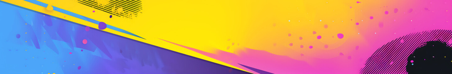 background banner - tech style with Yellow, Purple, blue and black colors, abstract, flat design, minimalistic, illustration.