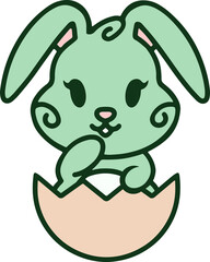 cute easter bunny in easter egg