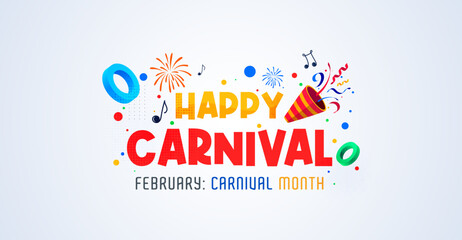 template design with the concept of celebrating a carnival party in February full of color and performances. Carnival in Brazil and all over Europe. carnival month. Happy Carnival