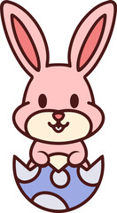 cartoon easter bunny in egg
