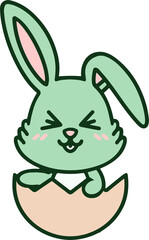 cartoon easter bunny in egg
