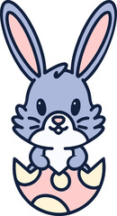 cartoon easter bunny in egg