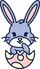 cartoon easter bunny in egg