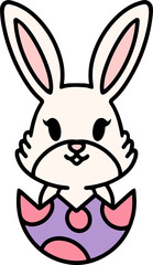 cartoon easter bunny in egg