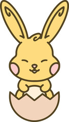 cartoon easter bunny in egg