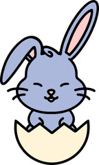 cartoon easter bunny in egg
