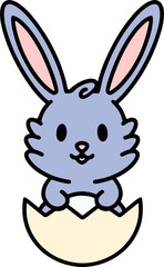 cartoon easter bunny in egg