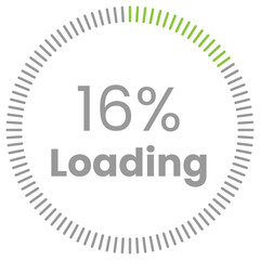 16% Loading. 16% circle diagrams Infographics vector, 16 Percentage ready to use for web design ux-ui
