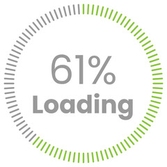 61% Loading. 61% circle diagrams Infographics vector, 61 Percentage ready to use for web design ux-ui